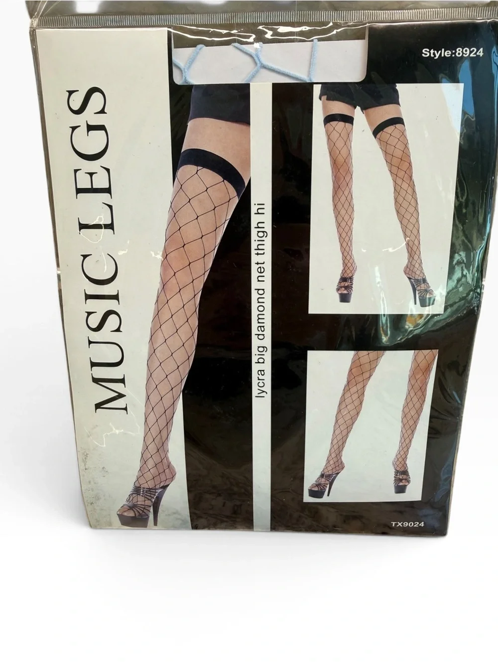 Music Legs Big Diamond Net Thigh Hi Stockings Powder Blue 8924 OS 5’-5’10”